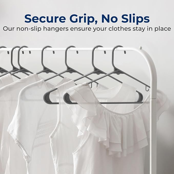 SereneLife 100 Pack Plastic Hangers, Space-Saving Closet Organizers, Durable - Image 3