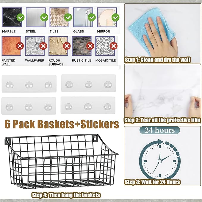 Sonyabecca 6 Pack Hanging Wall Basket - Image 3
