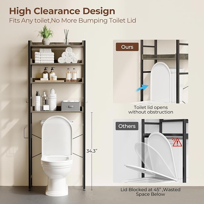 Rolanstar Over The Toilet Storage 4-Tier, Sturdy Bathroom Shelf - Image 6