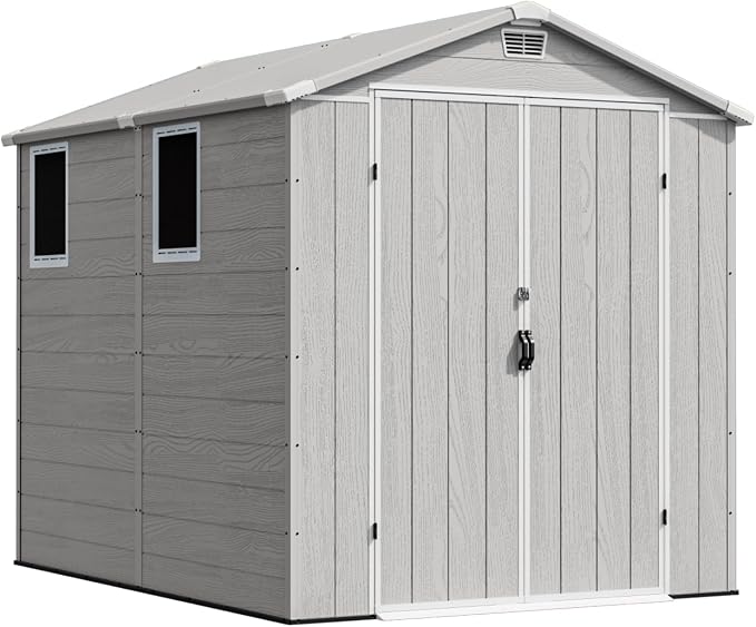 Devoko 6x8 FT Plastic Storage Shed, Outdoor Resin Garden Shed by DEVOKO