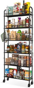 Slim Rolling Storage Cart with Wheels, Metal 6 Tier Mobile Shelving Unit by Qiaoxuan