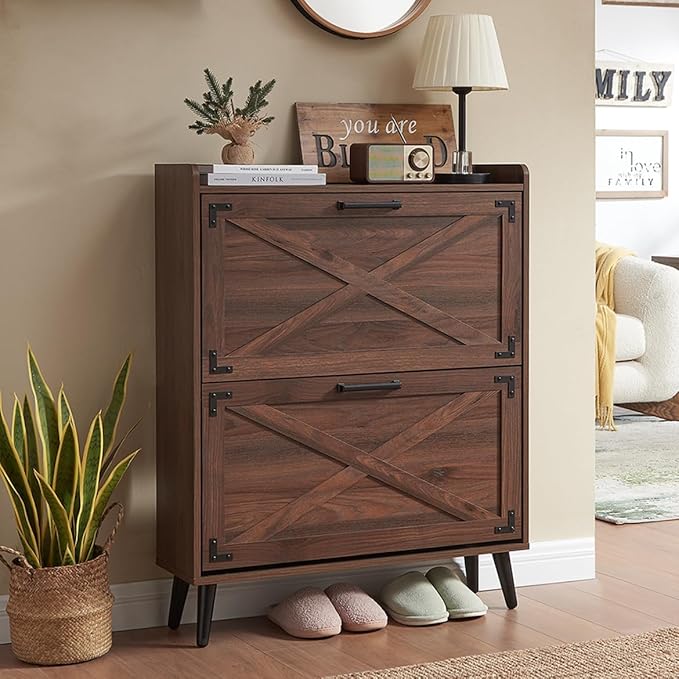 Shoe Storage Cabinet, Farmhouse Shoe Organizer by Barnyatoh