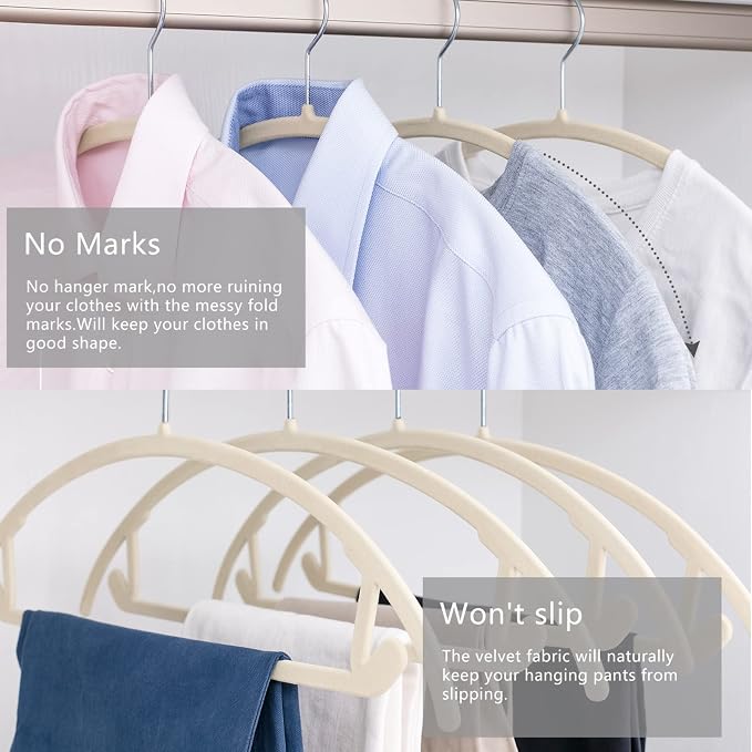 MIZGI Premium Velvet Hangers 30 Pack Heavyduty- Non Slip No Shoulder Bump Suit - Image 5