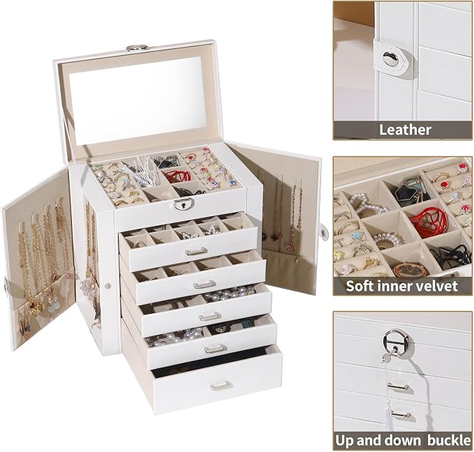 BOOVO Jewelry Box For women, 6 Layer Large Jewelry Organizer - Image 2