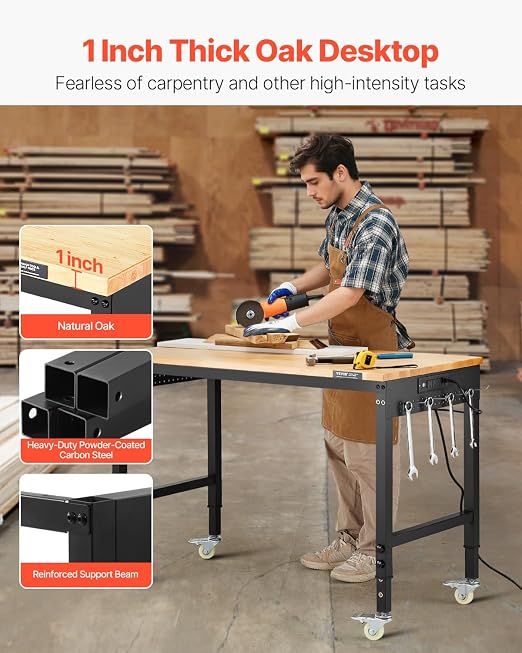 VEVOR Adjustable Workbench, 48-Inch Work Bench - Image 4