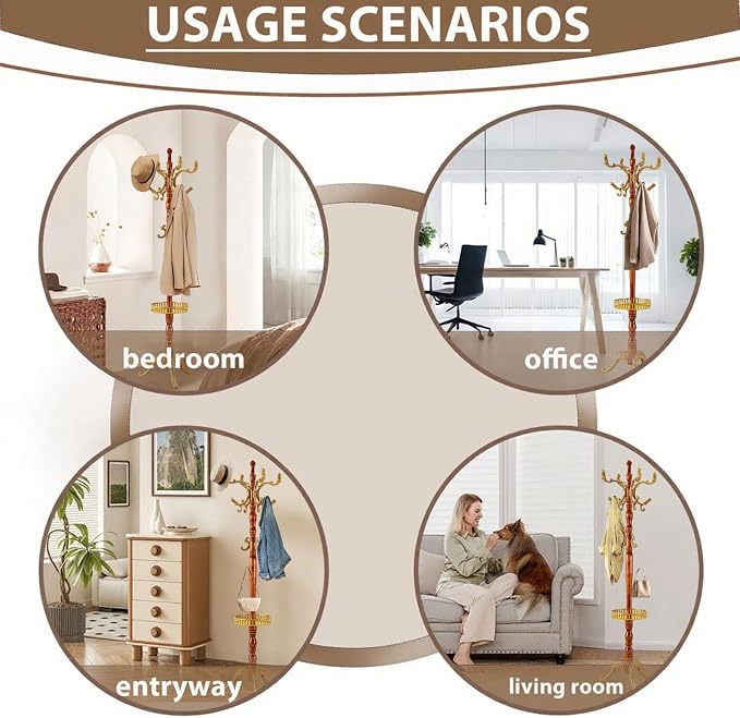 Solid Wooden Coat Rack Stand, Coat Racks Freestanding - Image 7