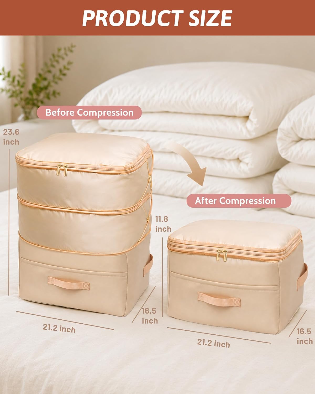 Ultra Space Saving Self Compression Organizers, 2 Pack Double Zipper