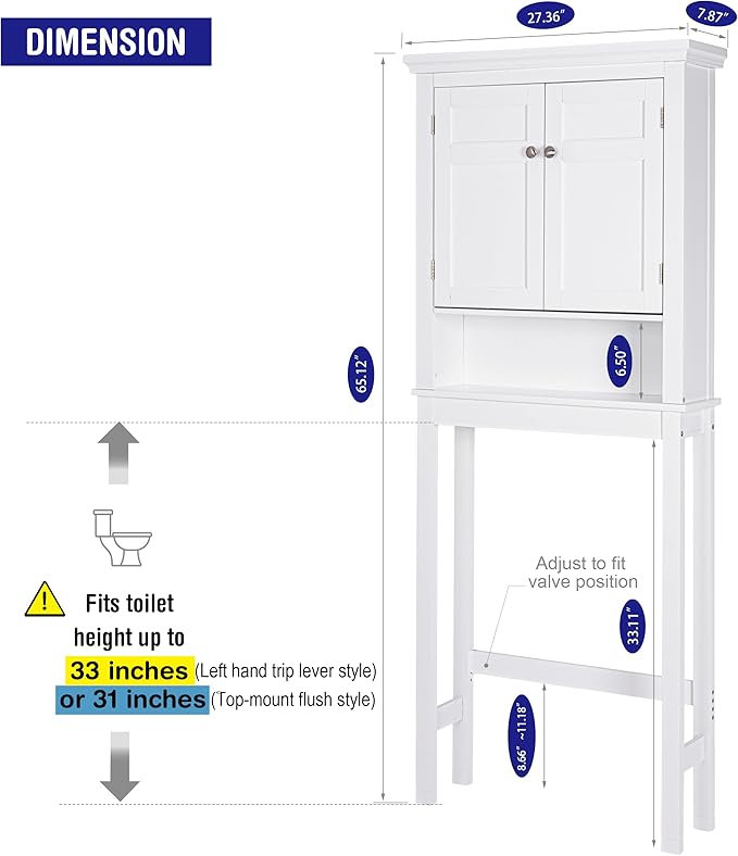 Spirich Over The Toilet Storage Cabinet, Bathroom Shelf Over The Toilet - Image 4