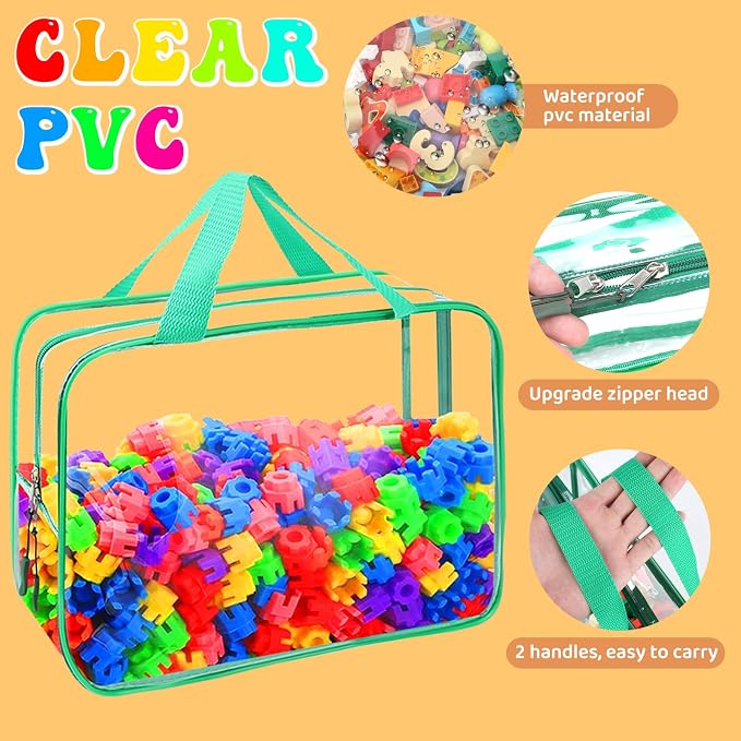 8 Packs 8 Colors Large Toy Storage Bags, Reusable Clear PVC Board Game Storage - Image 3