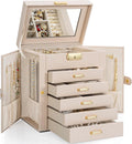 TORIBIO Large Jewelry Box for Women, Leather Jewelry Organizer by TORIBIO