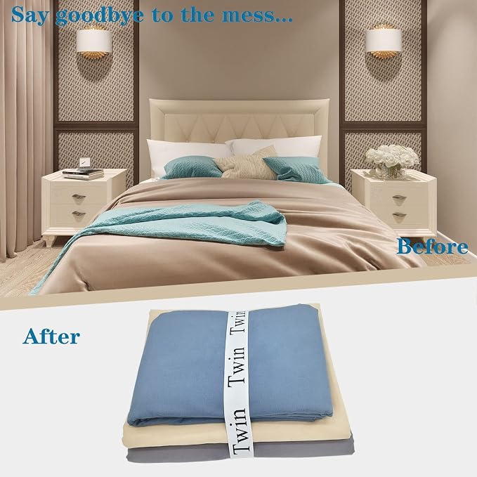 6 Pieces Bed Sheet Organizer Bands, Sheet Organizers and Storage Label Bands - Image 2