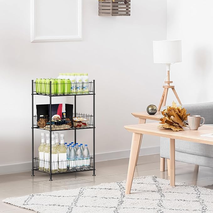 Water Bottle Organizer 3 Tier Water Bottle Holder Storage Rack Metal Drink - Image 2