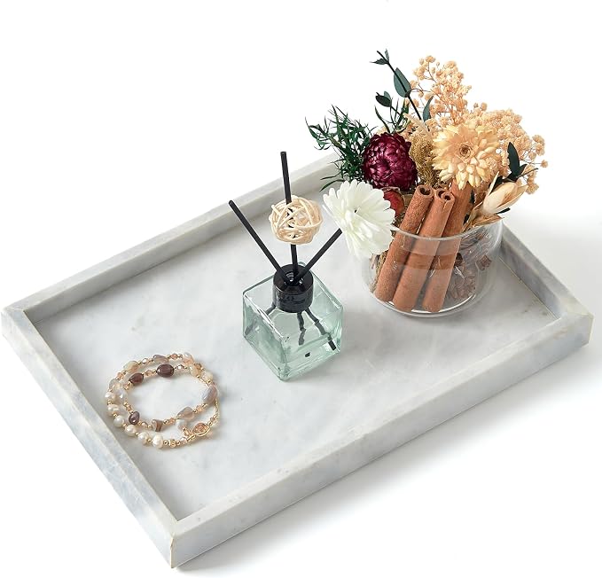 Marble Bathroom Tray, Pure Natural Marble Vanity Tray, Marble Tray by MULWRMarbleTray