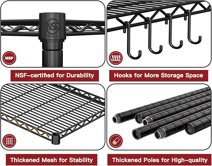 PrimeZone 3 Packs 36" W x 16" D x 79" H Wire Storage Shelves - Image 4