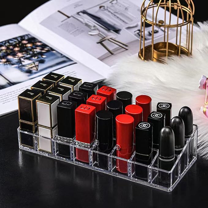 Clear Acrylic Lipstick Lip Gloss Organizer 12 Slots Comestic Display Holder - Image 5