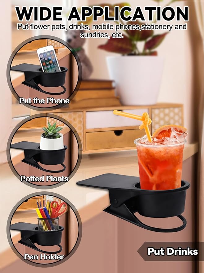 3PCS Drinking Cup Holder Clip, Kalolary Chair Desk Bottle Cup Stand DIY Glass - Image 6