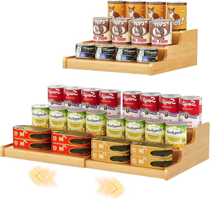 Expandable Bamboo Cat Food Can Storage by Lyuwanxian