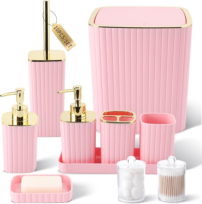 Pink Bathroom Accessories Set by BetterbathroomwithXLHOME