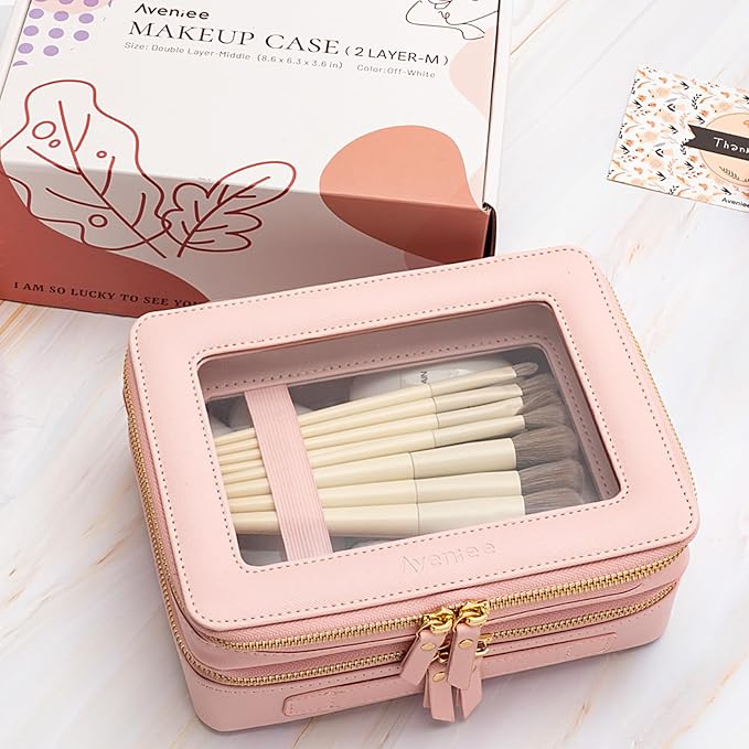 Aveniee XL Clear Makeup Organizer, Double Layer Travel Cosmetic Case - Image 3