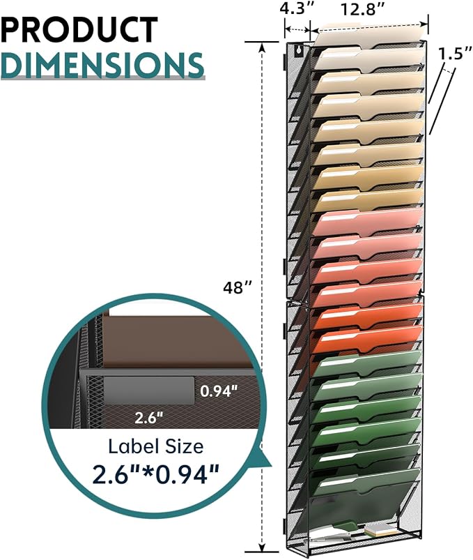 SUPEASY 21-Tier Wall File Organizer Mesh Office Mail Holder, Hanging Wall - Image 4