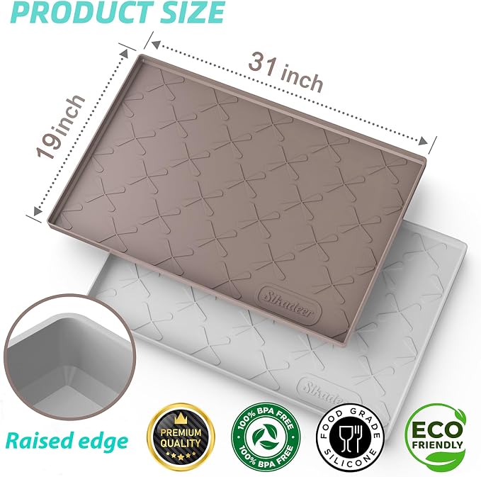 SIKADEER 31" x 19" Under Sink Mat Waterproof, Silicone Mat Kitchen Drawer Shelf - Image 3