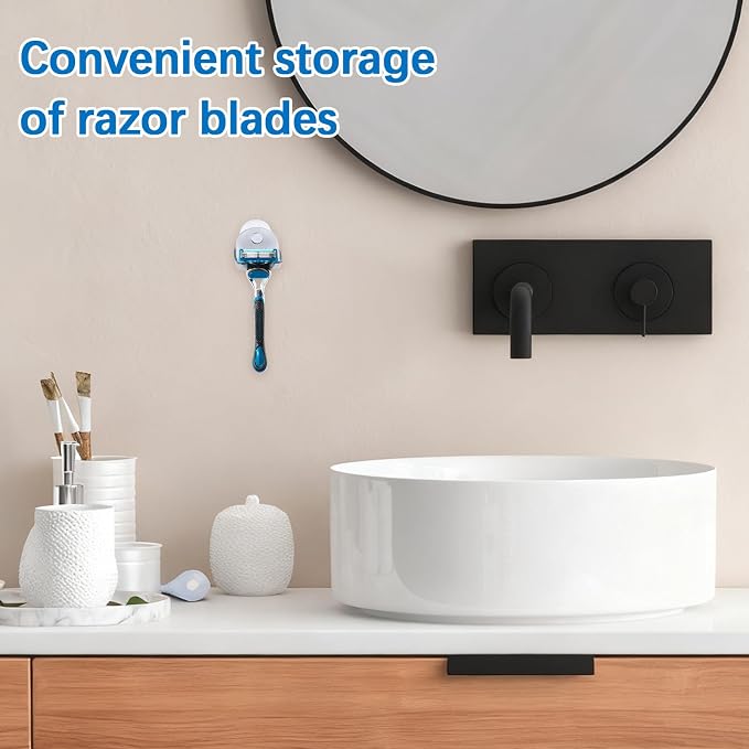 4PCS Acrylic Razor Wall Mount Holder, Suction Cup Razor Hooks Shelf Organizer - Image 4