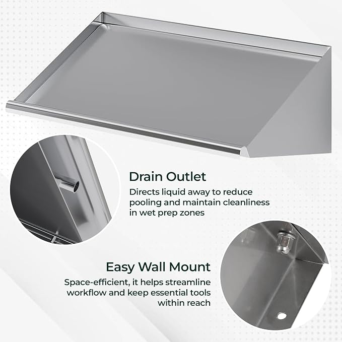 304 Stainless Steel Slanted Wall Rack Shelf - Image 3