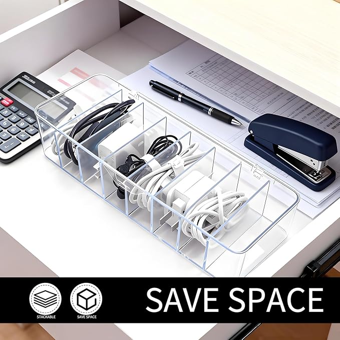 Cheardia 4 Pack Cable Storage Organizer, 10 In Plastic Cord Storage Box - Image 7