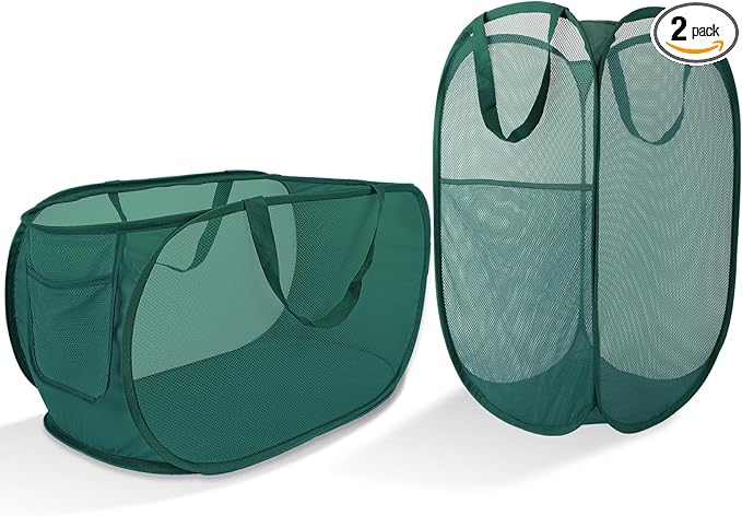 Upgraded Extra Large Mesh Pop Up Laundry Hamper 2 Pack, 100L Foldable Laundry by NairSnow