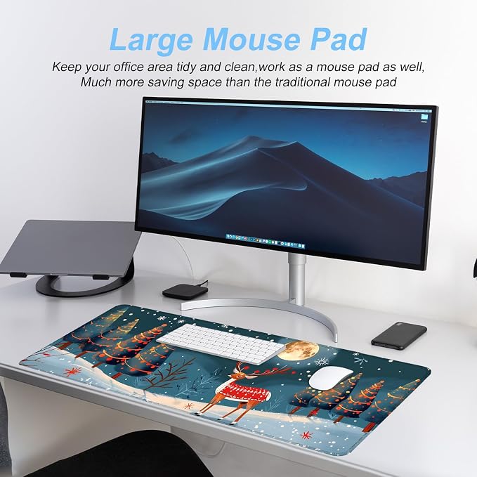 Christmas Reindeer Mouse Pad– Large Extended Desk Mat - Image 5
