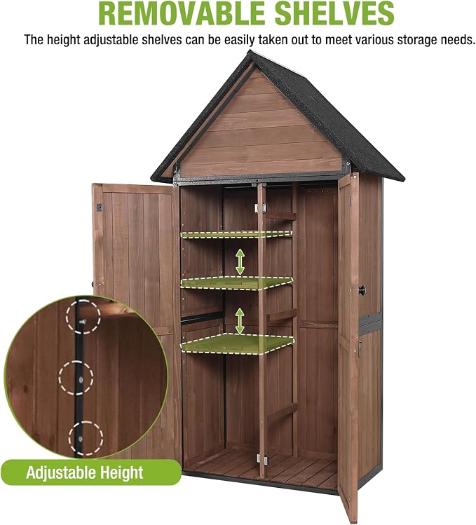 Outdoor Storage Shed with Metal Frame, Garden Storage with Adjustable Shelfs - Image 3