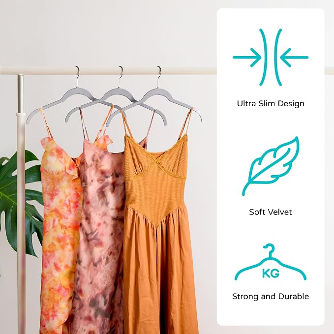 Premium Velvet Shirt Hangers 30 Pack, Space-Saving Non-Slip Felt Hanger - Image 3