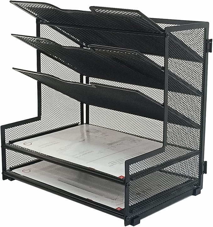 5-Tier Metal Desk Organizer, Office Desk Paper Organizer - Image 8