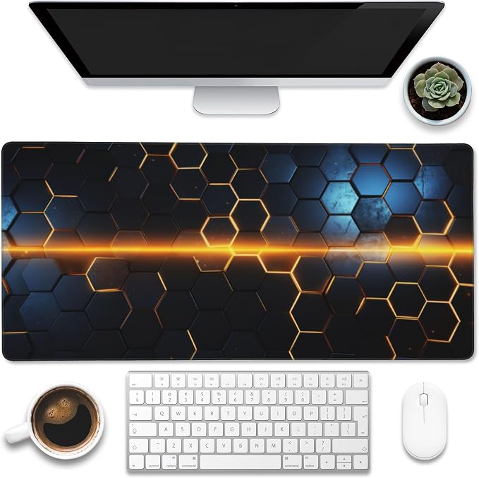 Large Gaming Mouse Pad, Honeycomb Technology Desk Pad, Extended Computer by Eflxamz