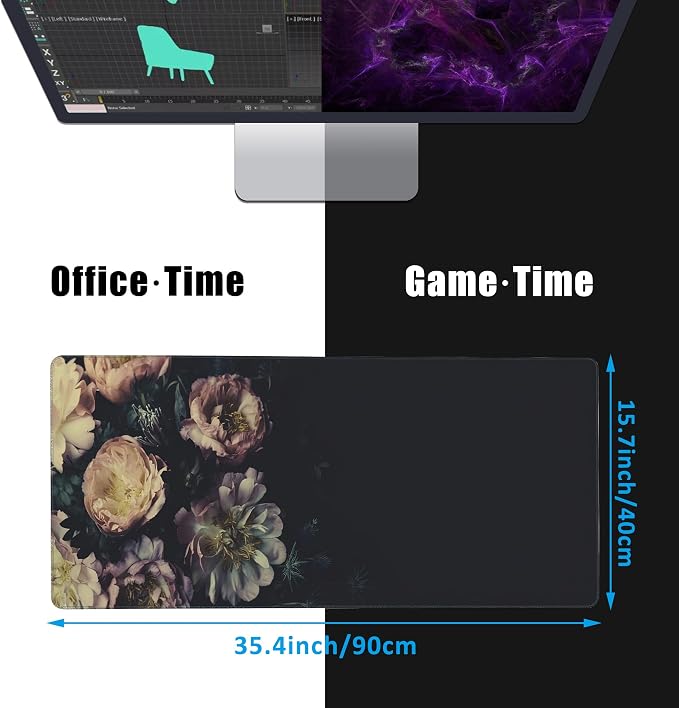Mouse Pad, Vintage Peonies Desk Mat - Image 2