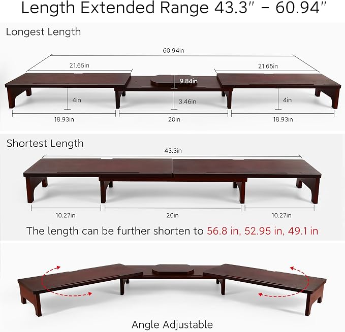 Nnewvante Monitor Stand Riser, Upgrade Height Large TV Riser, 60 inch Large - Image 5