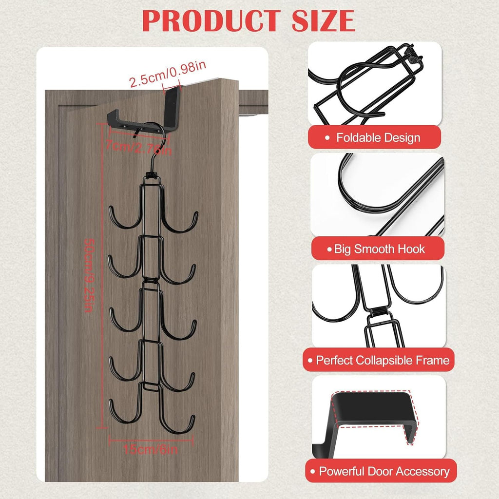 Hat Organizer for Closet: Collapsible Caps Rack with 10 Large Hooks