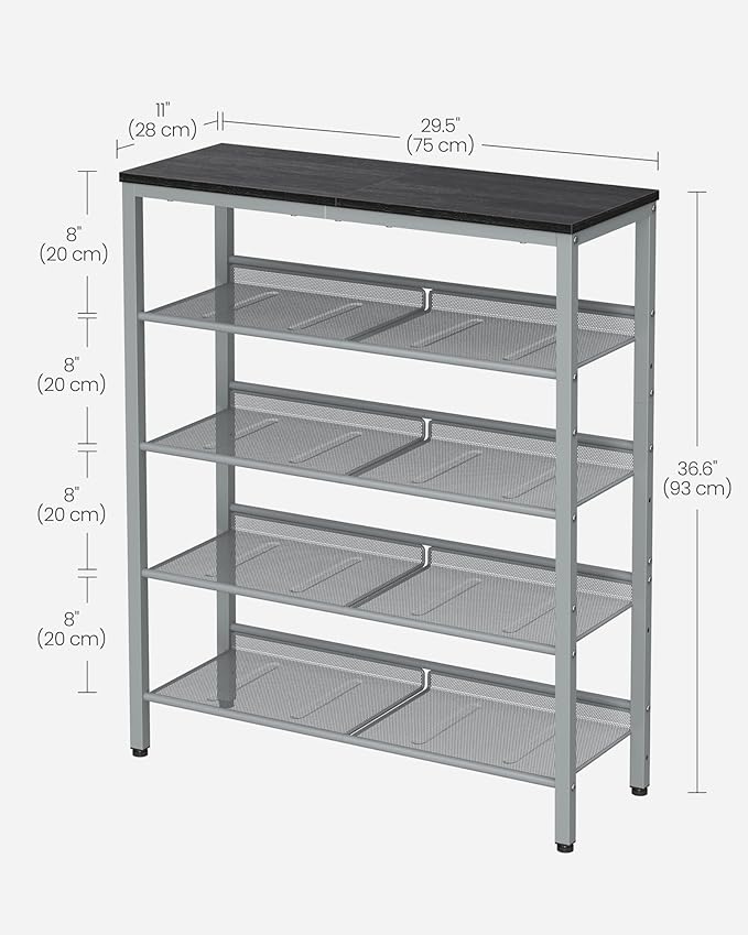 VASAGLE Shoe Rack for Entryway, 5-Tier Shoe Rack Organizer - Image 3