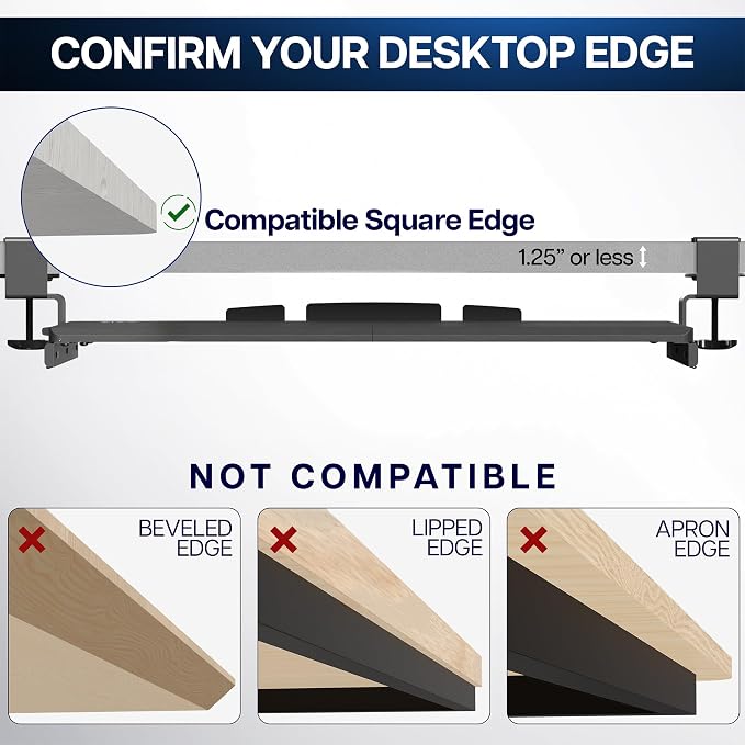 VIVO Extra Long Clamp-on Computer Keyboard and Mouse Under Desk Slider Tray - Image 7