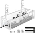 Under Desk Cable Management Tray, 15.7'' No Drill Steel Desk Cable Organizers by BESTFORYOU