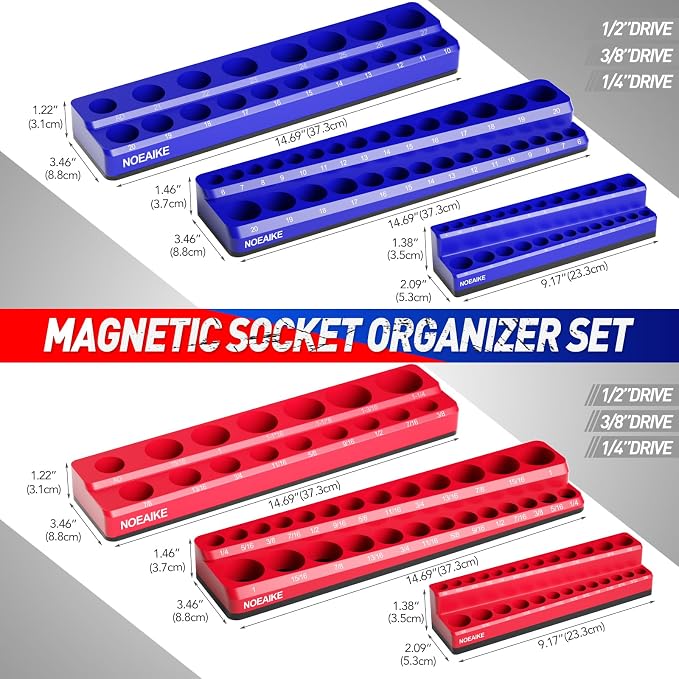 Magnetic Socket Organizer, 3/8" Drive Socket Trays, Holds 108 Pcs Standard and - Image 4