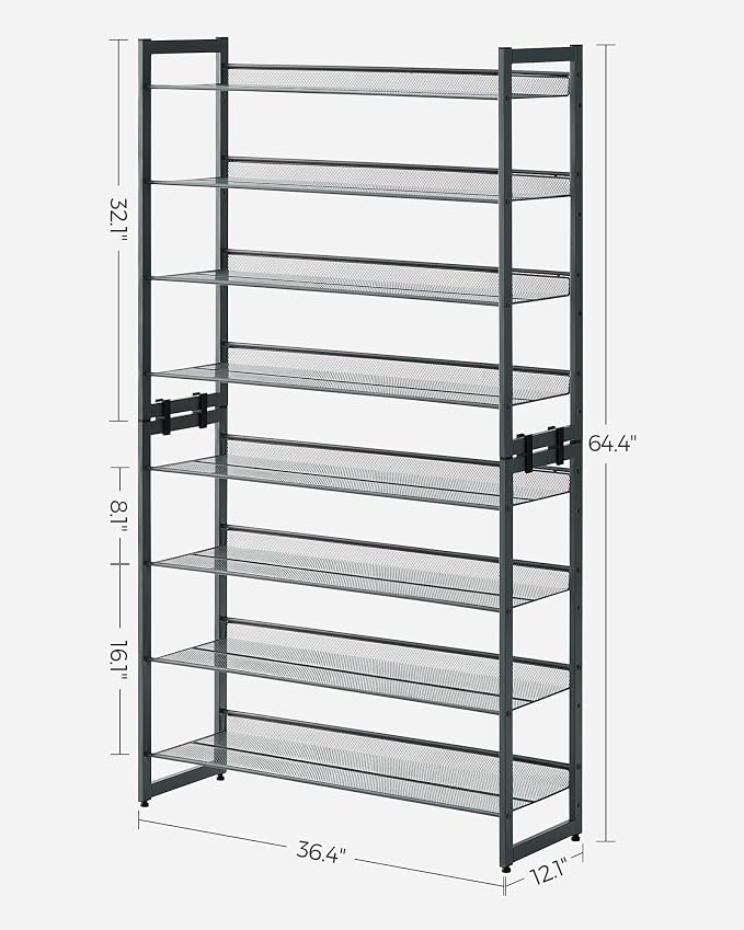 SONGMICS Shoe Rack, 8-Tier Shoe Organizer, Metal Rack - Image 3
