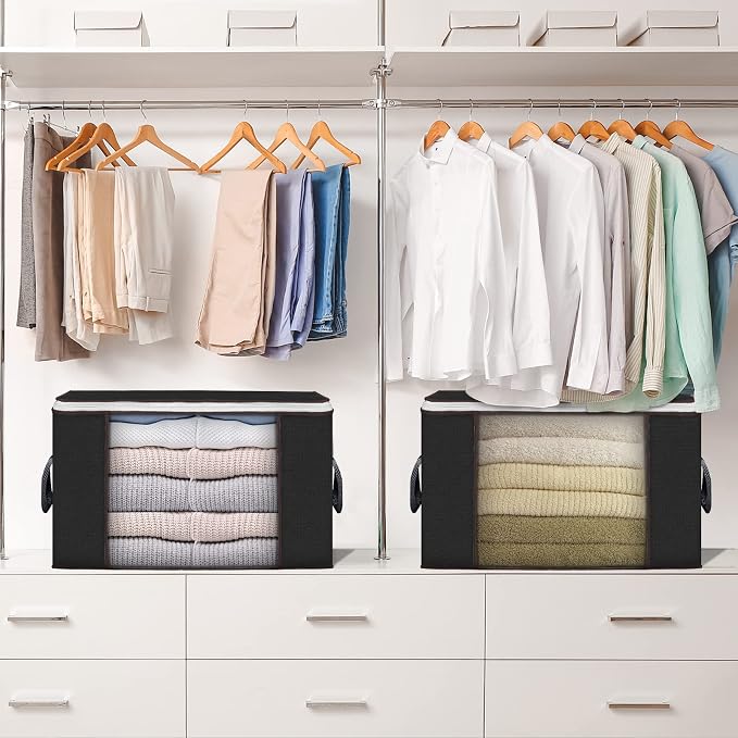 Large Storage Bags, 3 Pack Clothes Storage Bins Foldable Closet Organizers - Image 6