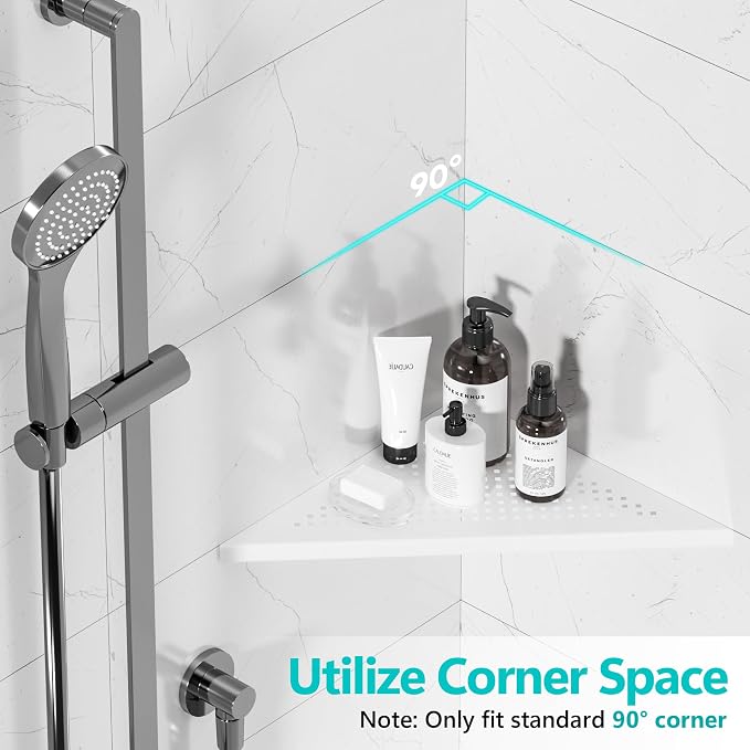 Bathroom Corner Shelf, Recessed 12" Shower Shelf Caddy, SUS304 Stainless Steel - Image 3