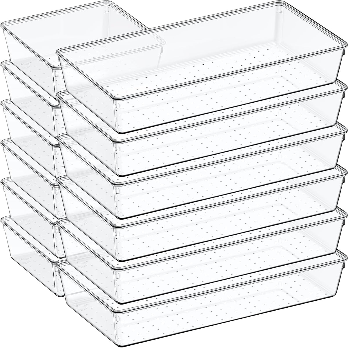 12 Pack Large Clear Plastic Drawer Organizer Set, Acrylic Bathroom
