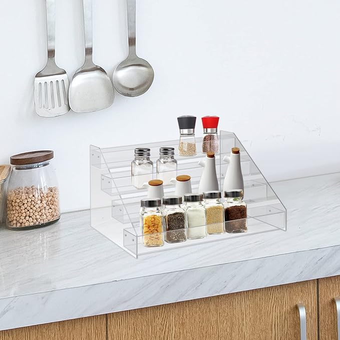 WUIVIUT Spice Rack Organizer For Cabinet, 1 4/5 in/Tier Acrylic Tiered Spice - Image 5