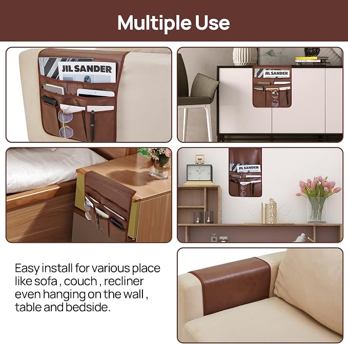 Teniux Remote Control Holder Faux Leather Armrest Organizer - Image 5