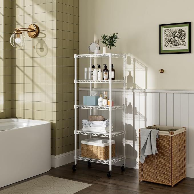 Small 5 Tier Shelves Storage Wire Shelving Unit Metal Shelf Adjustable - Image 8