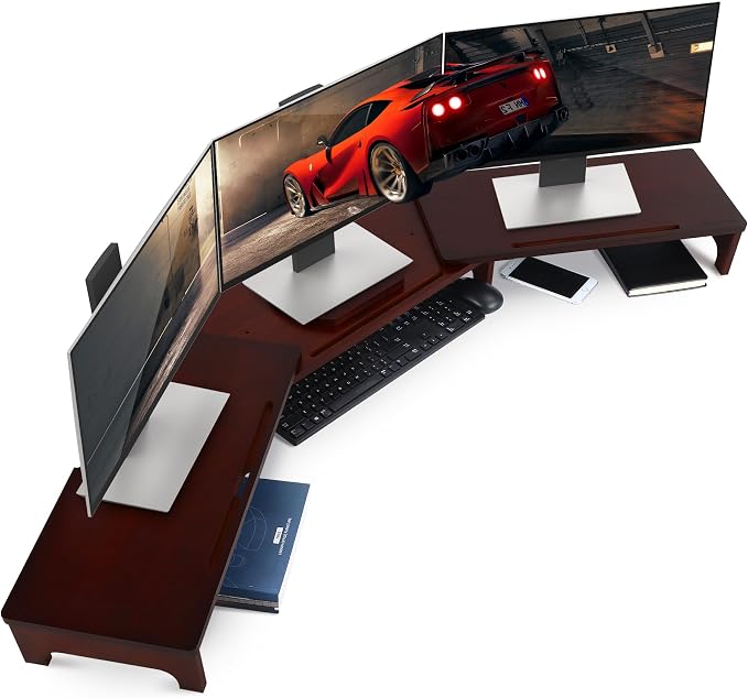 Nnewvante Large Dual Monitor Stand Riser, 60 inch Bamboo Monitor Stand by Nnewvante