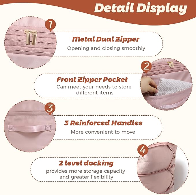 Ultra Space Saving Self Compression Organizers, 2 Pack Double Zipper - Image 4